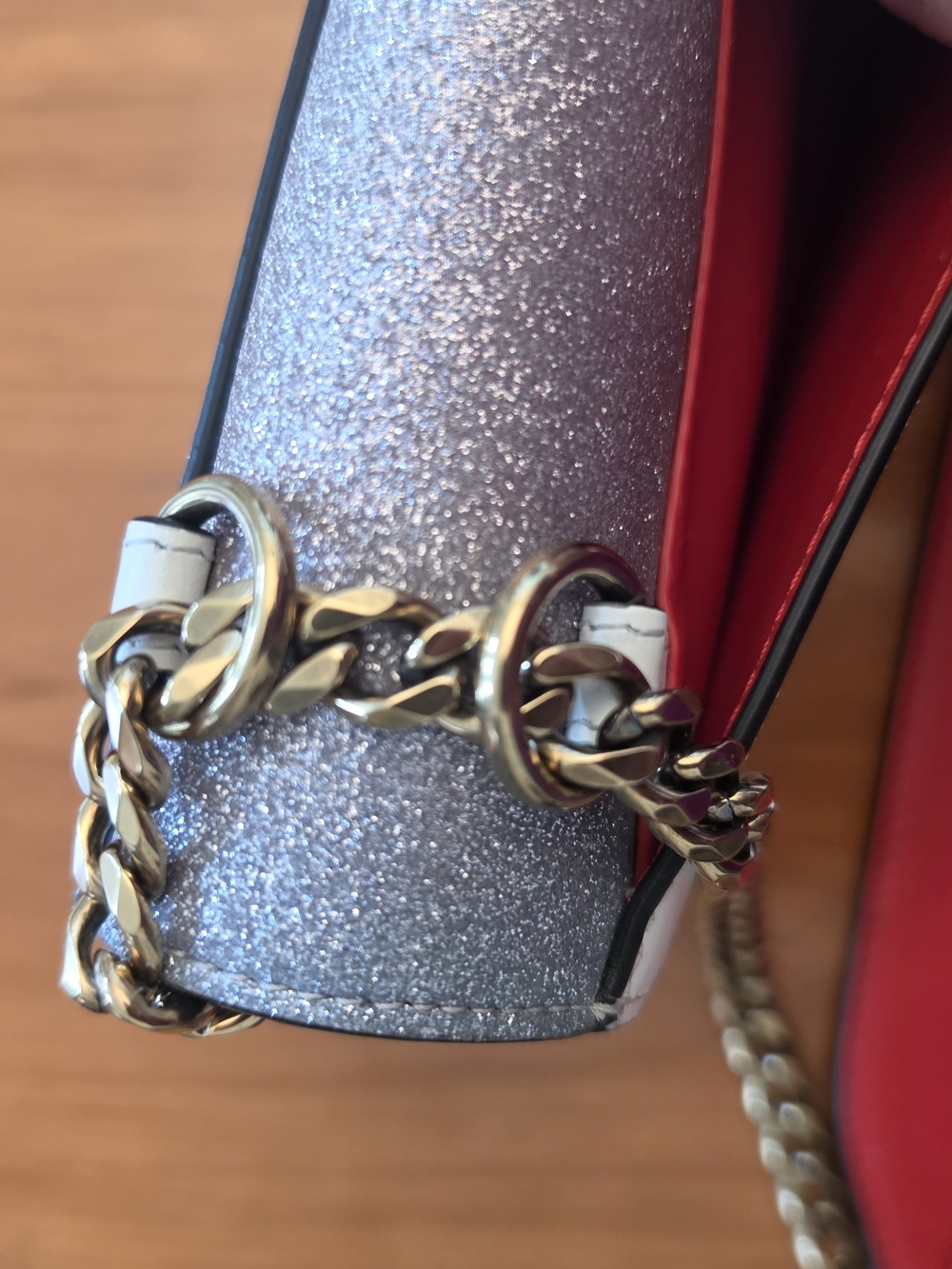 Christian Louboutin Silver Glitter Chain Shoulder Bag - Picture 11 of 13